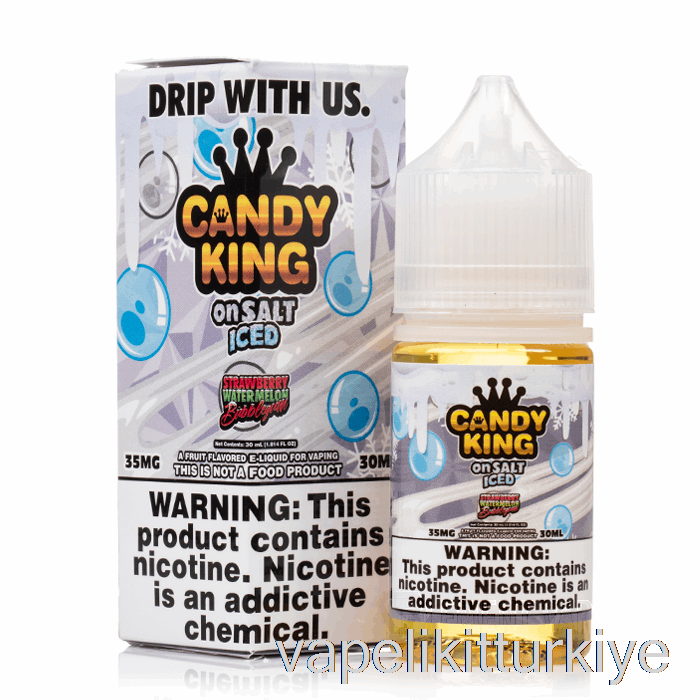 Vape Türkiye Buzlu çilek Karpuz Balonlu Sakız - şeker Kralı Tuz - 30ml 50mg